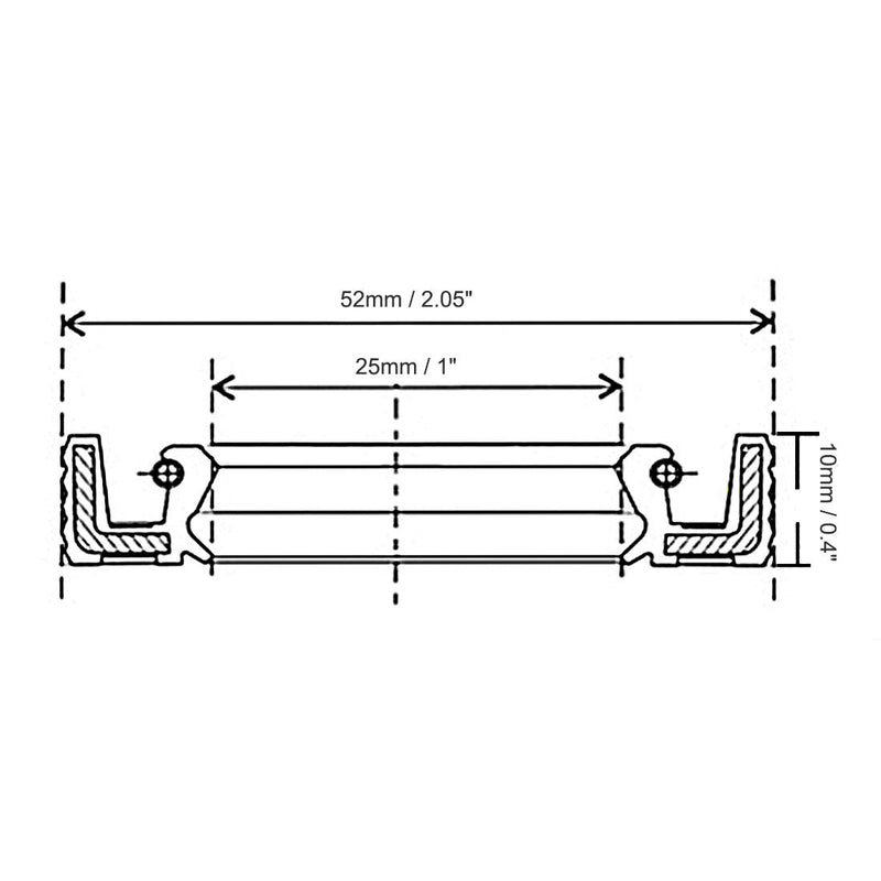 [Australia - AusPower] - uxcell Oil Seal, TC 25mm x 52mm x 10mm Nitrile Rubber Cover Double Lip with Spring for Bearing Shaft, Black Pack of 1 52mmx25mmx10mm 