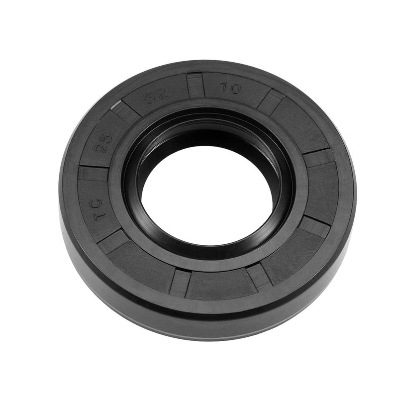 [Australia - AusPower] - uxcell Oil Seal, TC 25mm x 52mm x 10mm Nitrile Rubber Cover Double Lip with Spring for Bearing Shaft, Black Pack of 1 52mmx25mmx10mm 