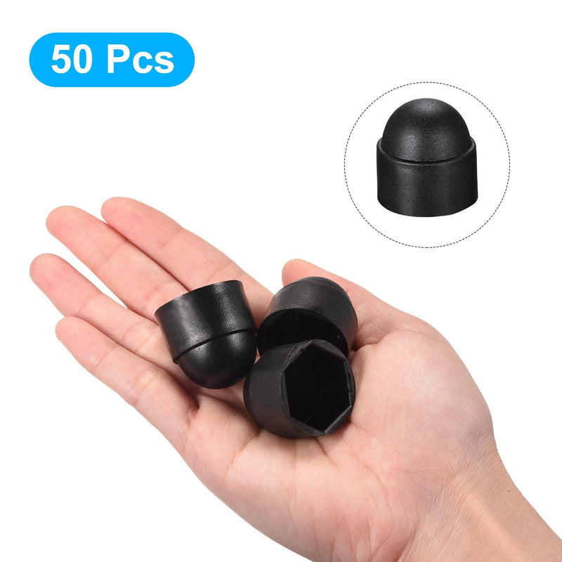 [Australia - AusPower] - uxcell Plastic Dome Nut Protection Cap Covers, M16 Nut Cover Black 50pcs 