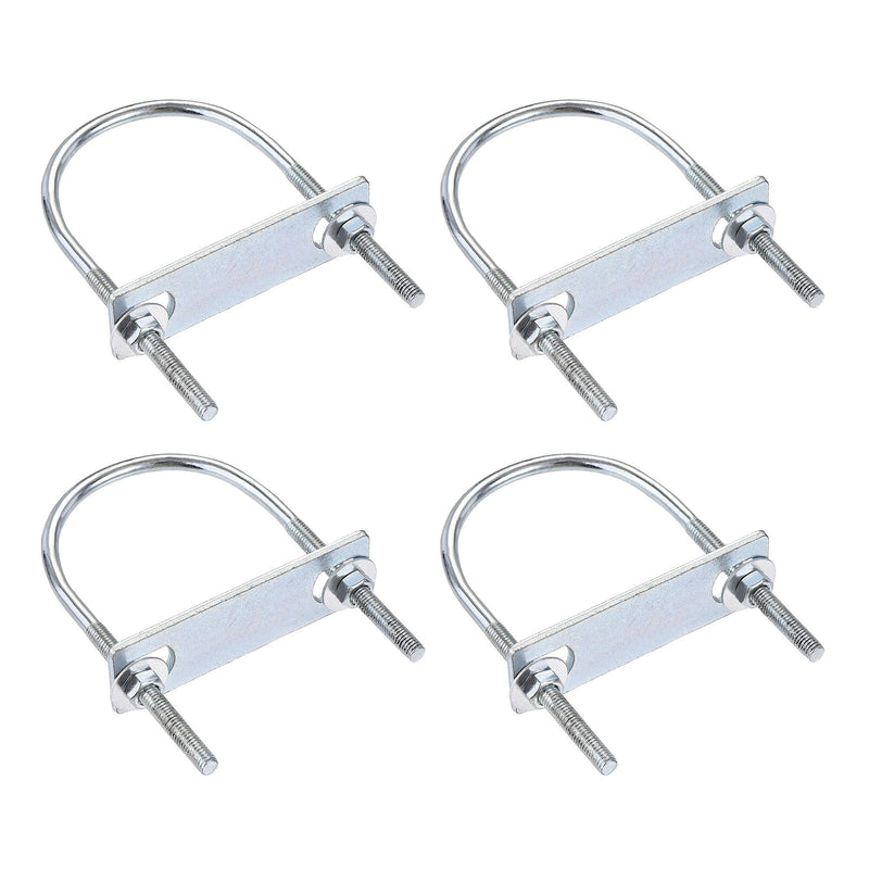 [Australia - AusPower] - uxcell Round U-Bolts 4 Sets 2.36"(60mm) Inner Width 110mm Length Steel M6 with Nut, Plate, Washer M6x60mmx110mm 