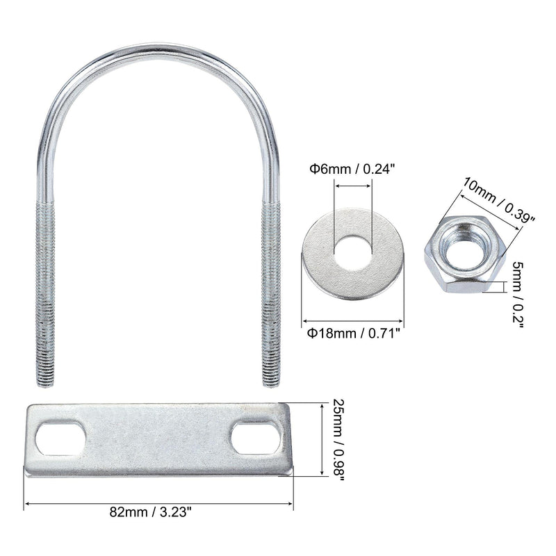 [Australia - AusPower] - uxcell Round U-Bolts 4 Sets 2.36"(60mm) Inner Width 110mm Length Steel M6 with Nut, Plate, Washer M6x60mmx110mm 