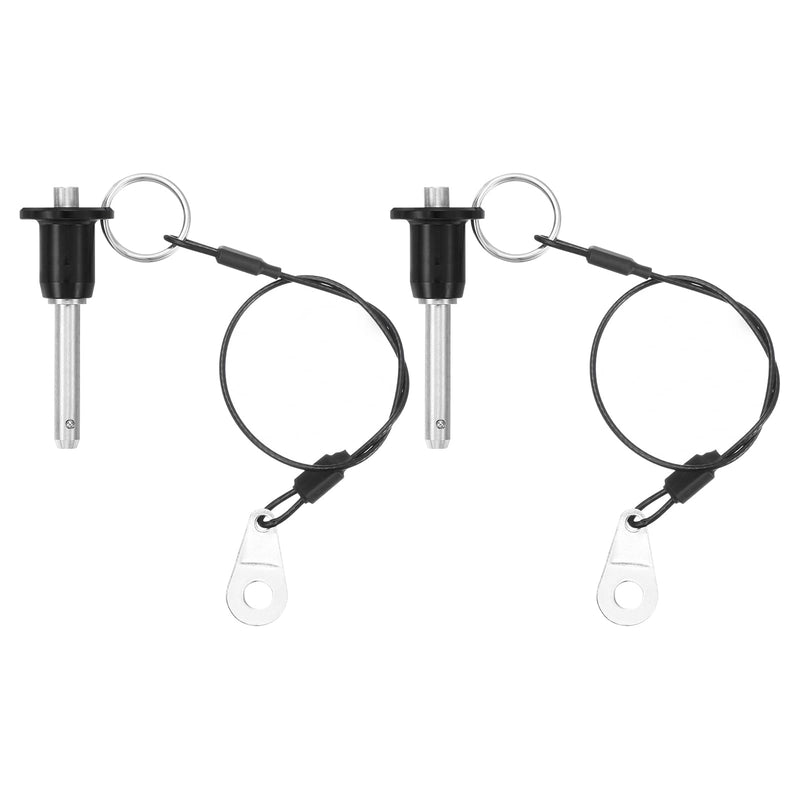 [Australia - AusPower] - uxcell 2 Pcs Quick Release Pin, 1/4" x 1.42"(Dia. x L) Ball Locking Pin with Push Button 304 Stainless Steel Ring Handle Locking Pin with Wire for Audio Bimini Top Marine, Silver 1/4" x 1.42" 