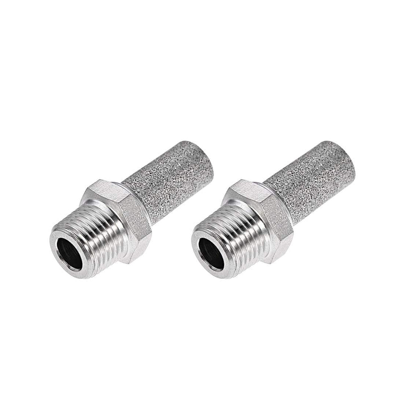 [Australia - AusPower] - uxcell Exhaust Muffler NPT1/8 Male Thread Sintered Stainless Steel Breather Pneumatic Air Muffler 2pcs 