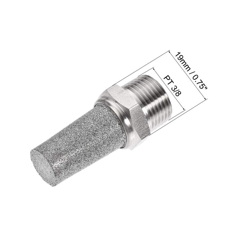 [Australia - AusPower] - uxcell Exhaust Muffler PT 3/8 Male Thread Sintered Stainless Steel Breather Pneumatic Air Muffler 