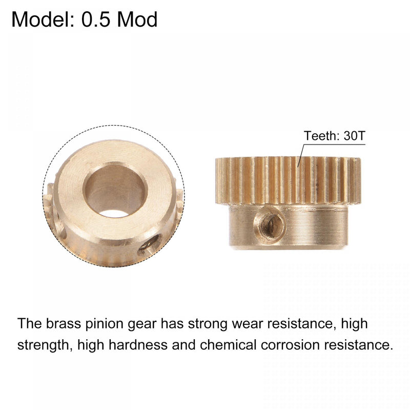 [Australia - AusPower] - uxcell Pinion Gear Set, Brass Motor Rack Straight Spur Gear with Step, 0.5 Mod 30T 6.35mm Bore 16mm Outer Dia, M3 Set Screws Included 