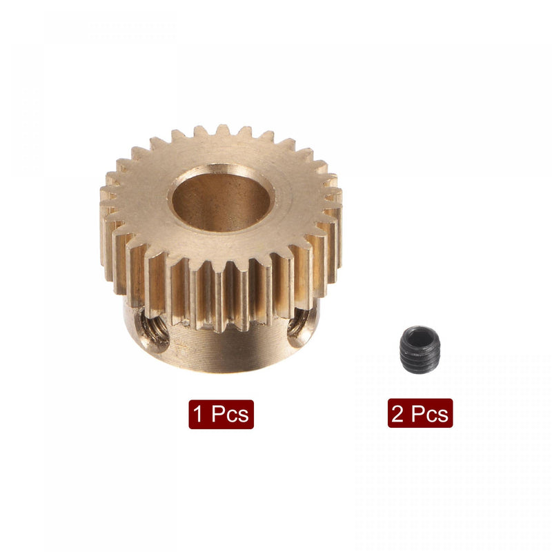 [Australia - AusPower] - uxcell Pinion Gear Set, Brass Motor Rack Straight Spur Gear with Step, 0.5 Mod 30T 6.35mm Bore 16mm Outer Dia, M3 Set Screws Included 