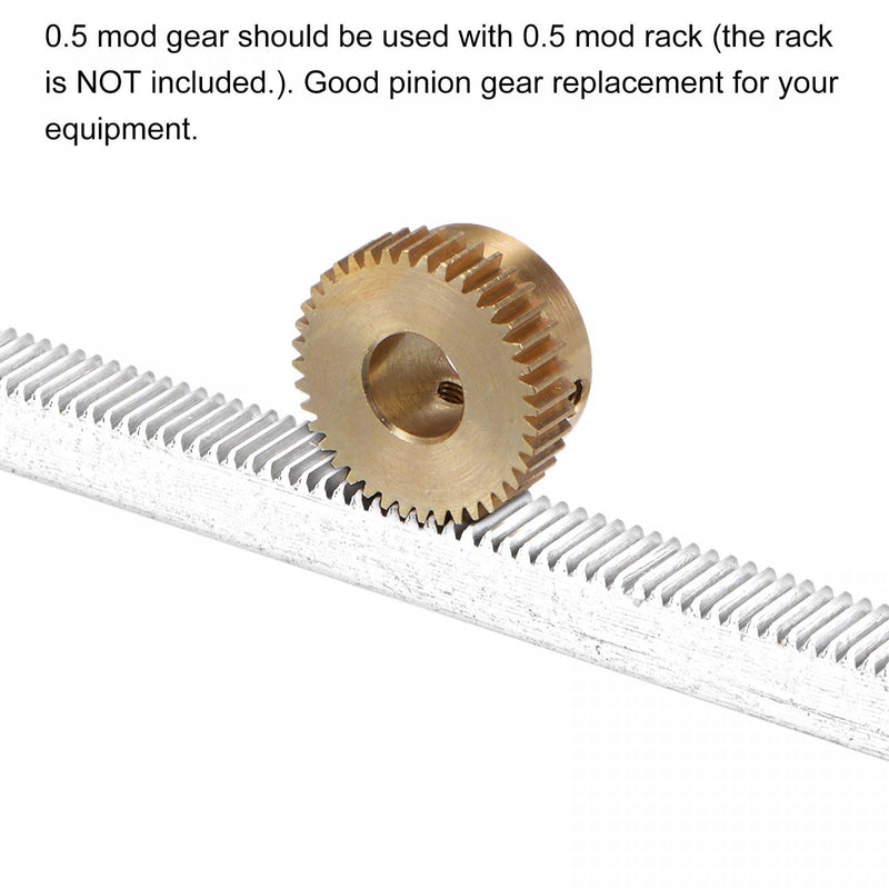 [Australia - AusPower] - uxcell Pinion Gear Set, Brass Motor Rack Straight Spur Gear with Step, 0.5 Mod 30T 6.35mm Bore 16mm Outer Dia, M3 Set Screws Included 