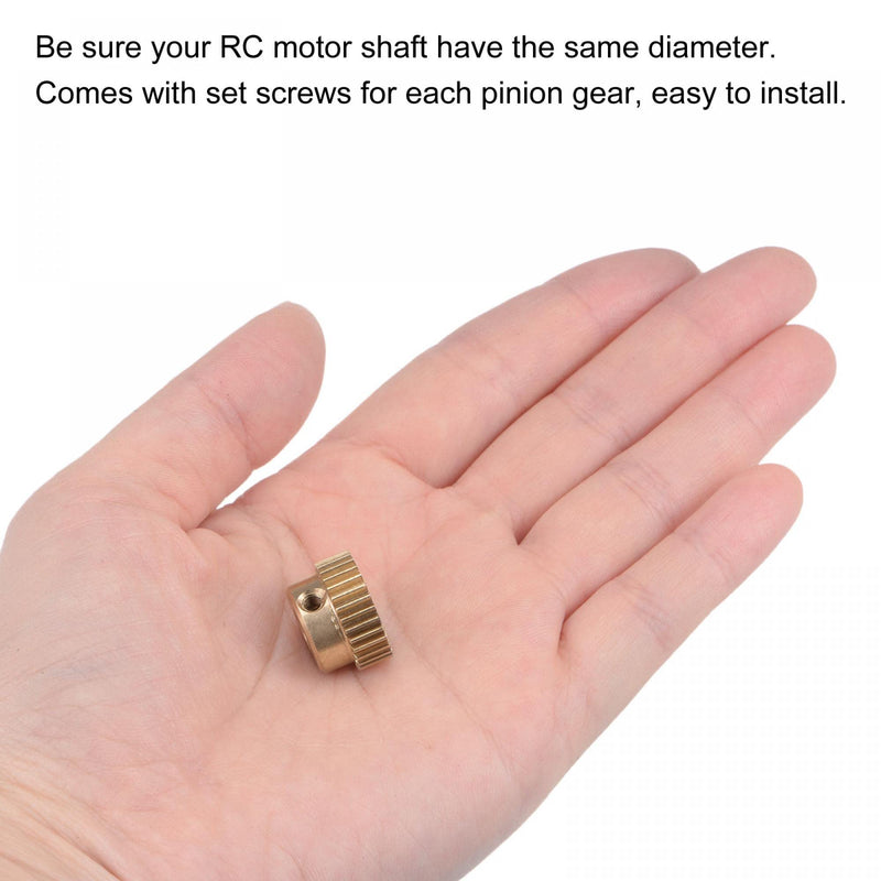 [Australia - AusPower] - uxcell Pinion Gear Set, Brass Motor Rack Straight Spur Gear with Step, 0.5 Mod 30T 6.35mm Bore 16mm Outer Dia, M3 Set Screws Included 