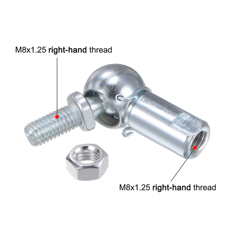 [Australia - AusPower] - uxcell 2pcs CS13 M8 Angle Ball Joint, M8x1.25 Right Hand Thread, A3-Steel Self-lubricating Ball Socket End Fitting 5 