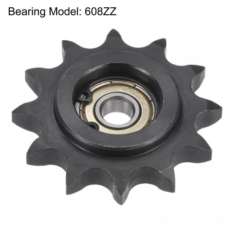 [Australia - AusPower] - uxcell Chain Idler Sprocket, 8mm Bore 1/2" Pitch 12 Tooth Tensioner, Black Oxide Finish C45 Carbon Steel with Insert Single Bearing for ISO 08B Chains 
