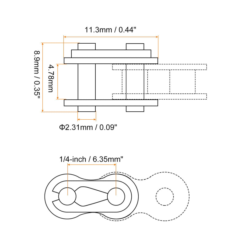 [Australia - AusPower] - uxcell 6Pcs #25 Chain Master Connector Link Roller, 1/4" Pitch Carbon Steel, Standard Connecting Split Links for 04C Chain 