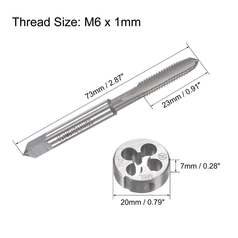 [Australia - AusPower] - uxcell M6 x 1mm Metric Left Hand Tap and Die Set, Machine Thread Screw Tap with Round Threading Die, Tap & Die Kit for Nut Screw Bolt Thread Repair 