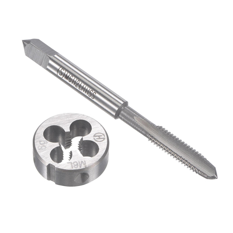 [Australia - AusPower] - uxcell M6 x 1mm Metric Left Hand Tap and Die Set, Machine Thread Screw Tap with Round Threading Die, Tap & Die Kit for Nut Screw Bolt Thread Repair 