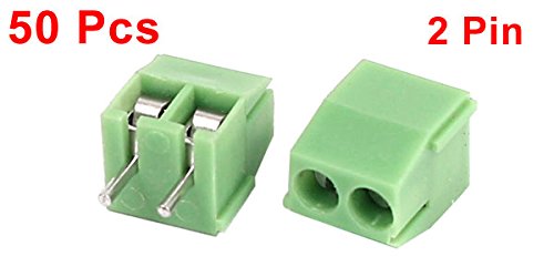 [Australia - AusPower] - uxcell 50 Pcs 2 Pin Screw Terminal Block 3.5mm Pitch Panel PCB Mount Green 