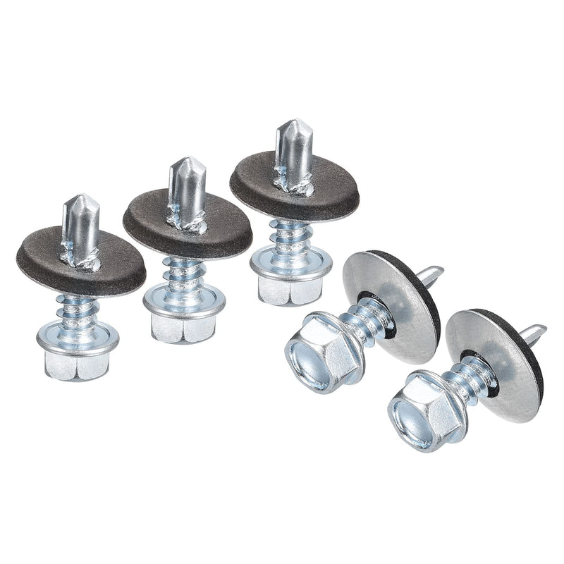 [Australia - AusPower] - uxcell #12 x 3/4" Self Drilling Screws with Rubber Washer, 100pcs Zinc Plated Steel Roofing Screws Hex Head Self Tapping Screws with EPDM Washer for Metal to Metal #12 x 3/4" 100 