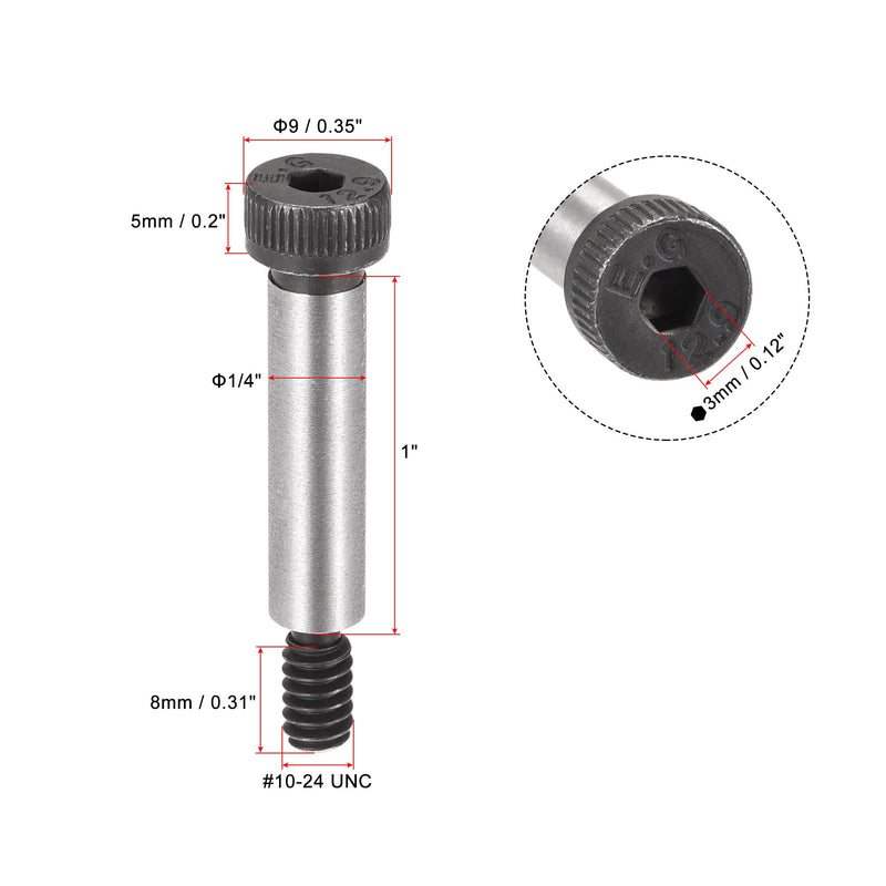 [Australia - AusPower] - uxcell Alloy Steel Hexagon Socket Head Shoulder Screws Bolts, 1" Shoulder Length, 1/4" Shoulder Dia, 10-24 Thread, 10pcs 1" x 1/4" 