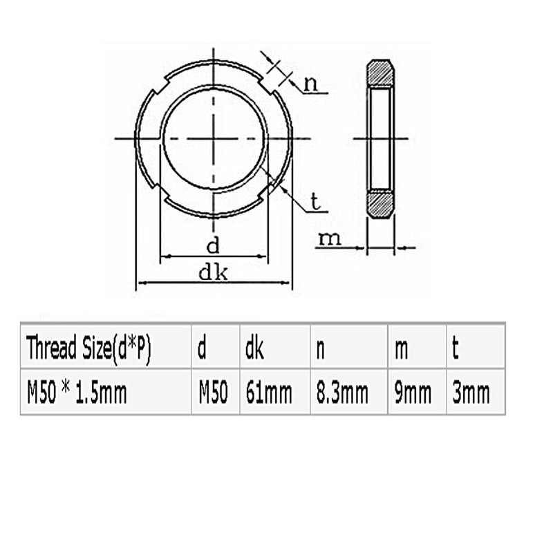 [Australia - AusPower] - uxcell M50 x 1.5mm GB 812 Carbon Steel Four-Slot Slotted Round Nuts 2 Pcs 