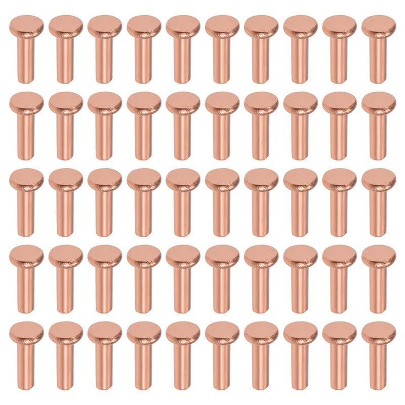 [Australia - AusPower] - uxcell 100Pcs Copper Solid Rivets, 5/64" x 15/64" Flat Head Rivet Metal Fasteners for Electrical Applications, Leather Working Supplies 5/64" x 15/64" 100 