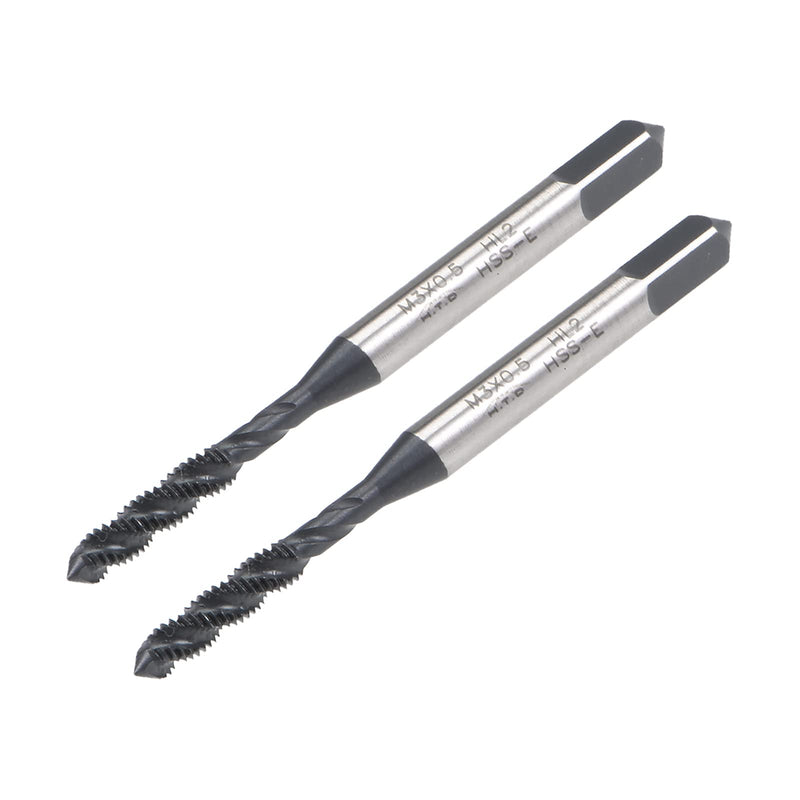 [Australia - AusPower] - uxcell M3 x 0.5 Spiral Flute Thread Tap, Metric Machine Threading Tap HSS Nitriding Coated, Round Shank with Square End, H2 Tolerance, 2pcs M3 x 0.5mm 