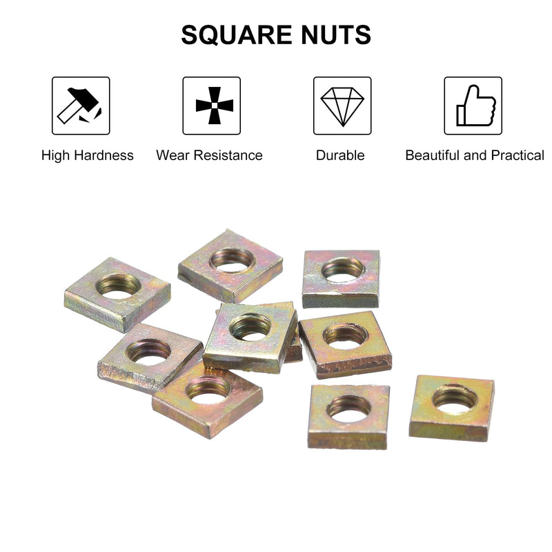 [Australia - AusPower] - uxcell M4-0.7x2.2 Square Nuts, Carbon Steel Zinc Plated Coarse Thread Square Nuts Fasteners for Home Repairs and Professional Engineering, Colorful 50pcs M4-0.7x2.2mm 50 