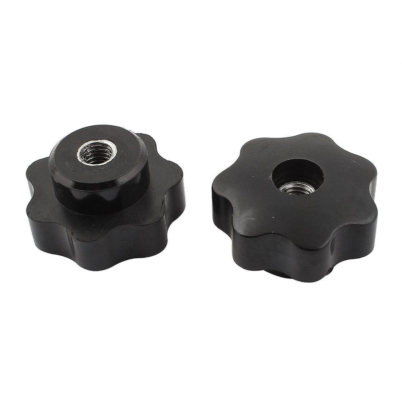 [Australia - AusPower] - uxcell M8 1.25mm Pitch Female Thread Through Hole Star Head Screw Clamping Knob Grip Black 2pcs 