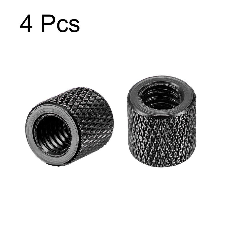 [Australia - AusPower] - uxcell 1/4-20 x 10mm x 10mm Aluminum Alloy Hand Screw Nuts Diamond Knurl Knurled Camera Tripod Pass Hole Nut Black 4pcs 