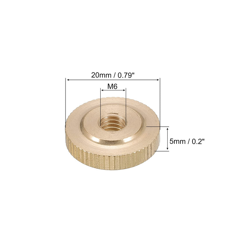 [Australia - AusPower] - uxcell Knurled Thumb Nuts, 4pcs M6 x D20mm x H5mm Brass Knurled Nut Flat Head Through Hole Lock Adjusting Nuts for 3D Printer Parts M6 x 20mm x 5mm 4 