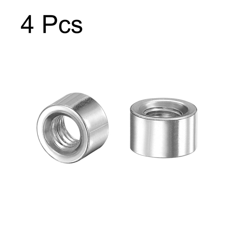 [Australia - AusPower] - uxcell Round Weld Nuts, M6 x 10mm x 6mm Weld On Bung Female Nut Threaded - 201 Stainless Steel Insert Weldable 4pcs M6x10mmx6mm 