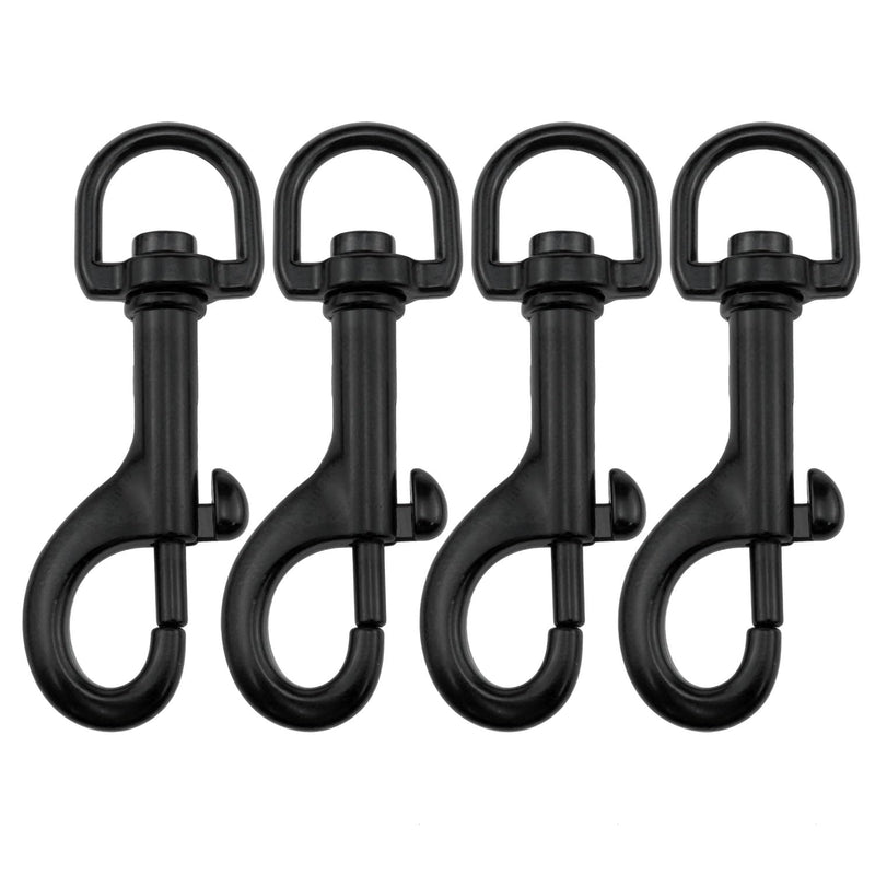 [Australia - AusPower] - VAKTOK-4PCS Flagpole Snap Hook Black Heavy Duty Swivel Eye Bolt Snap Used for flagpole, Outdoor Clasp, Dog Leash, Leather Craft, Sling Spring end Accessories 