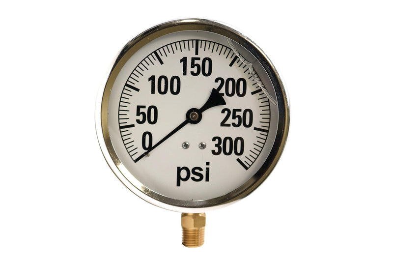 [Australia - AusPower] - Valley Industries 41 Series 4" 300 PSI Pressure Gauge - Stainless Steel, 1/4" NPT Brass Bottom Mount, Glycerin Filled 