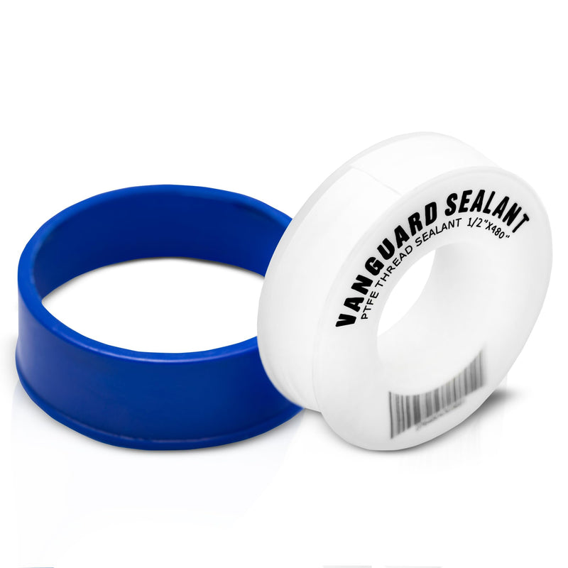 High Density PTFE Plumbers Tape for Shower Head, Faucet, and Water line Connections - Food Safe, White, 1/2" Width, 460" Length - Thread Sealant to Stop Water leaks