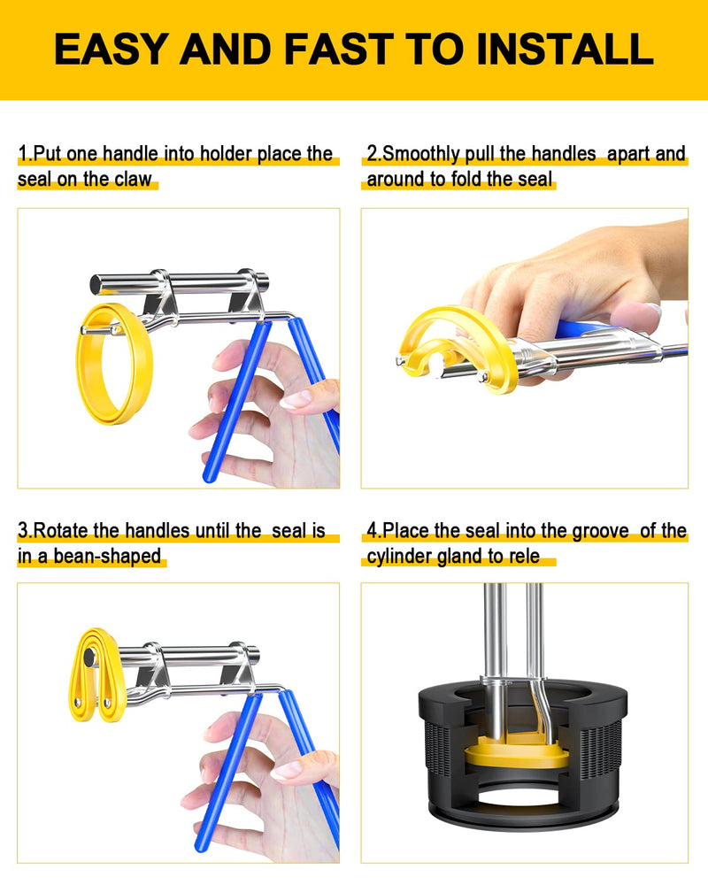 [Australia - AusPower] - Hydraulic Seal Installation Tools, Hydraulic Cylinder Piston Repair Seal Kit, U-Cup Rod Seal Installation Tool Kits Upgraded Seal Twistor Install Tool Set (3 PCS) 3 PCS 
