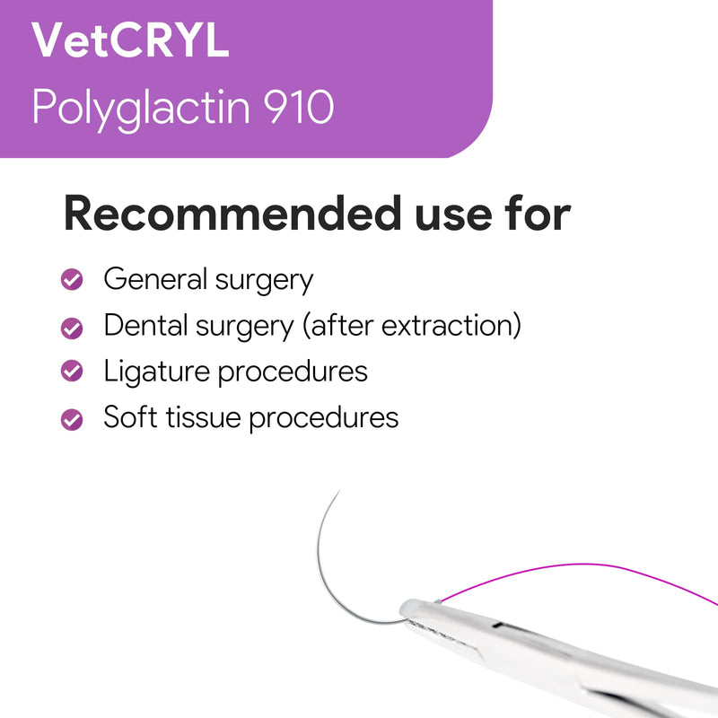 [Australia - AusPower] - VeterSut VetCRYL Absorbable Polyglactin Surgical Suture USP Size 2-0, (SH) 1/2 26mm Taper Point Needle, 36 Inches (90 cm), 12 Count, Veterinary Use 
