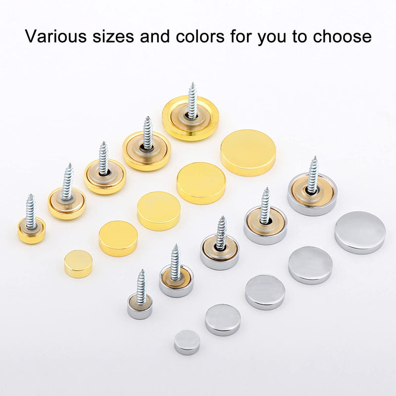 [Australia - AusPower] - Mirror Screws Decorative Cover Cap Nails for Sign Advertising Fasteners, Polished Brass Silver, 10mm 8pcs 