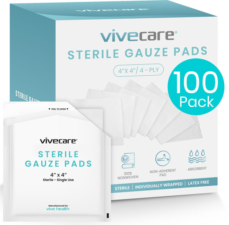 [Australia - AusPower] - 4x4 Sterile Gauze Pads (100pc) - Individually Wrapped 2-Pack Wound Dressing for Cleaning & Cushioning - Non-Adhesive Highly Absorbent Bandages 4in 