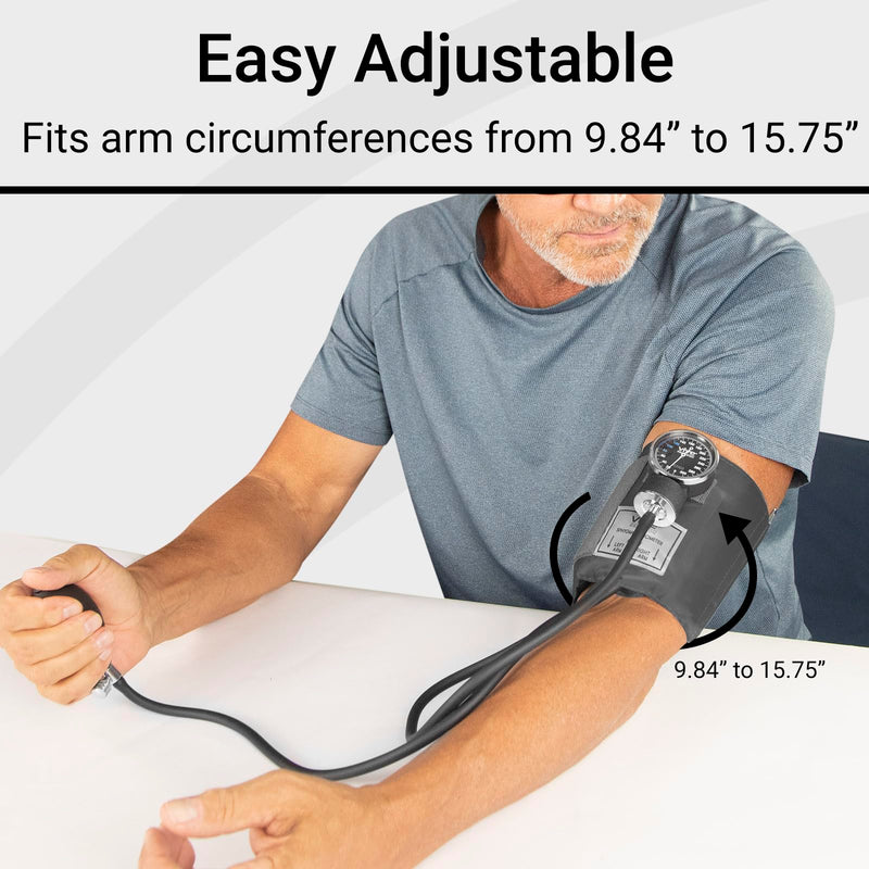 [Australia - AusPower] - Manual Blood Pressure Cuff - Aneroid Sphygmomanometer with Case - BP Kit Monitor for Adults, Nurses - One Hand, One Tube Upper Arm Cuff Machine - BPM Meter Device for Professionals 
