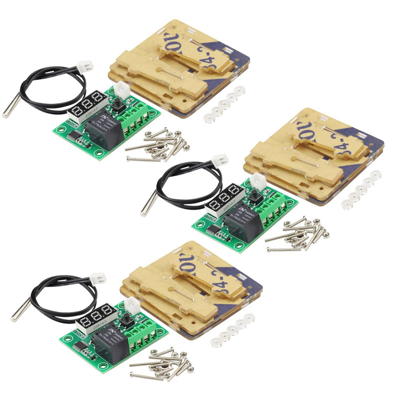 [Australia - AusPower] - 3PCS DC 12V XH-W1209 Thermostat Temperature Heat Sensor Switch -50℃~110℃ Digital Temperature Controller Board LED Display with Waterproof NTC Sensor Probe + 3PCS Case 