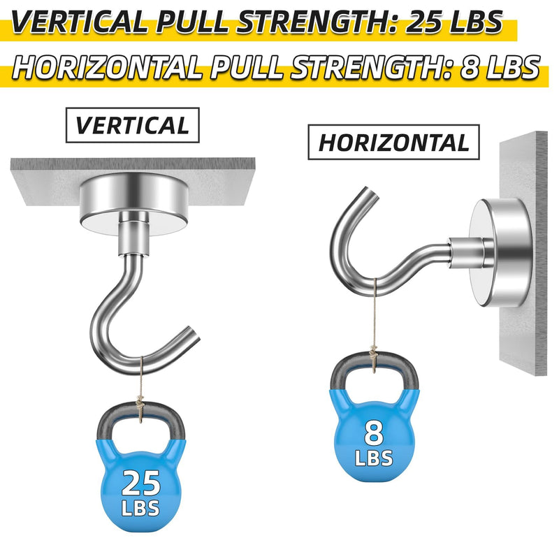 [Australia - AusPower] - VNDUEEY 60 Pack Strong Magnetic Hooks, 25Lbs Magnet Hooks Heavy Duty, Metal Magnetic Hooks for Hanging, Magnetic Hook for Cruise, Kitchen, Garage, Classroom, and Office Silver 