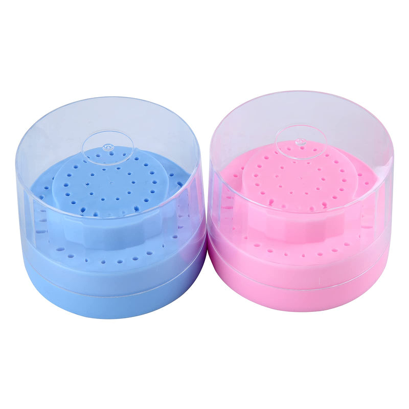 [Australia - AusPower] - Dental Multi-Use Burs Holder 60 Holes Round with Transparent Cover Autoclave Sterilizer Burs Block for Dental Lab Dentist Tool Plastic Case 1 Pcs Two Size Aperture Color Random 