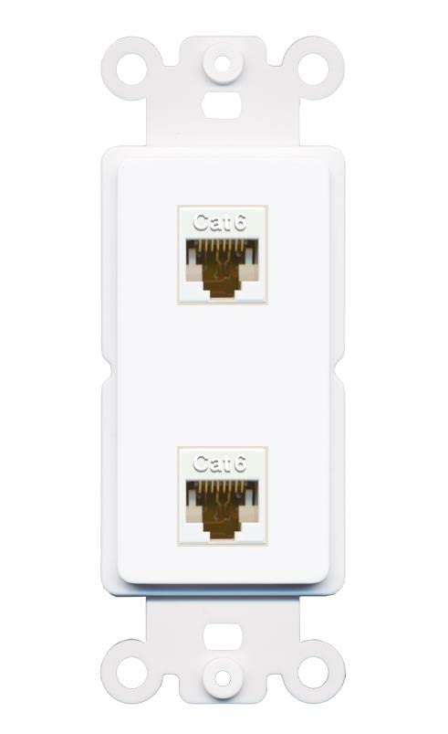 [Australia - AusPower] - RiteAV 2 Port Cat6 Ethernet Wall Plate Jack Female-Female - Rocker [White/White] White/White 