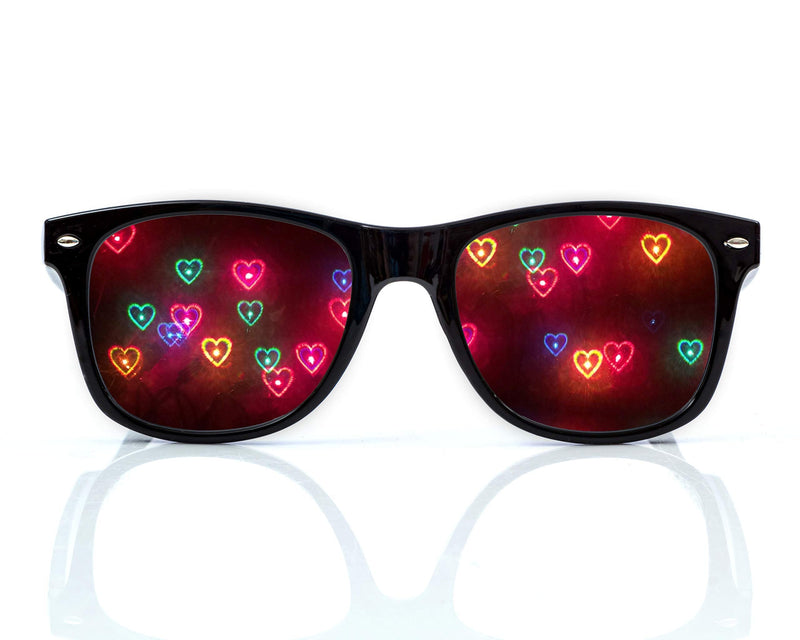[Australia - AusPower] - Heart Diffraction Glasses - See Hearts - for Raves, Music Festivals, Fireworks, Holiday Lights, and More Black 