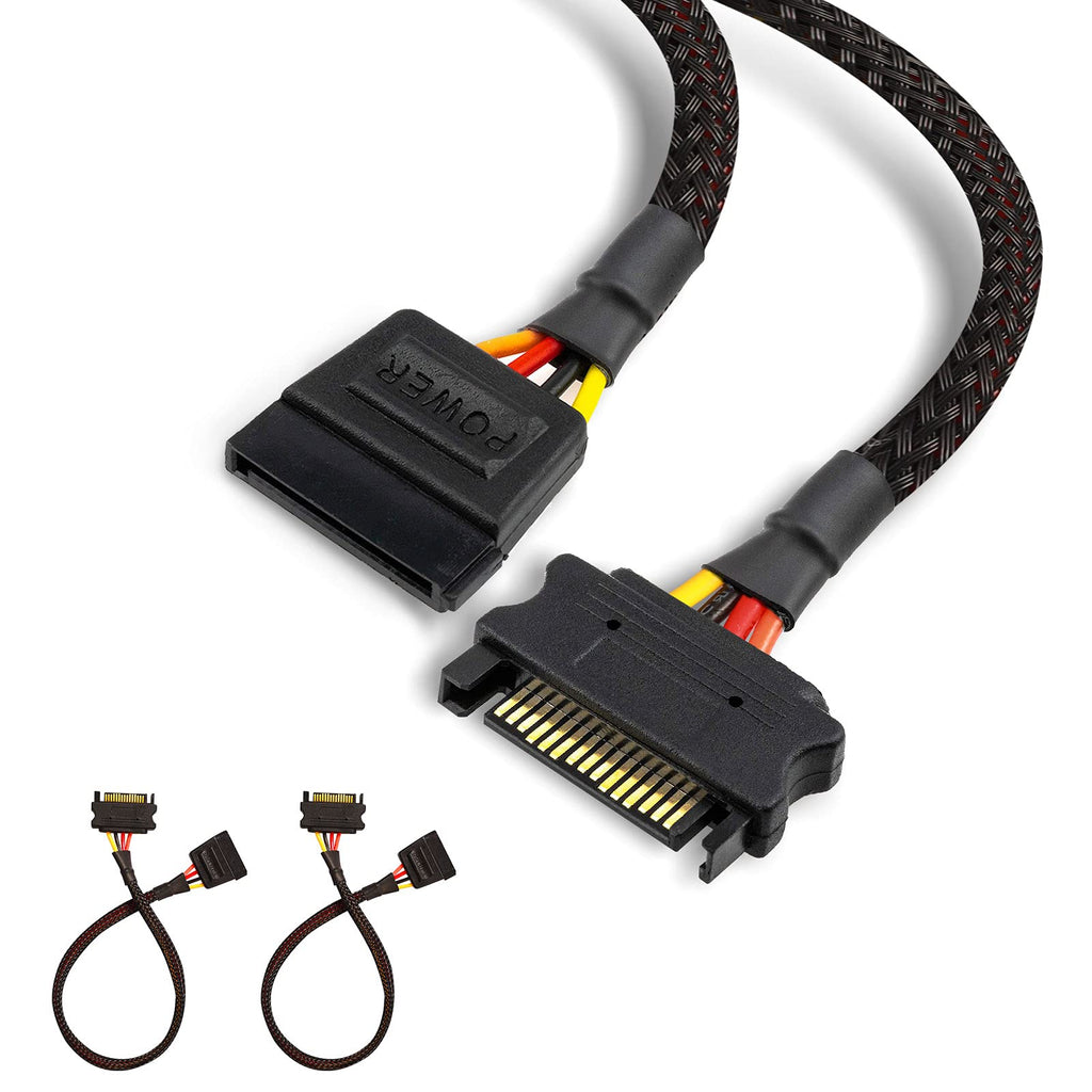 [Australia - AusPower] - TAKHRWOD SATA Power Extension Cable Portable Supply Splitter (11.8in, Black) 11.8in 