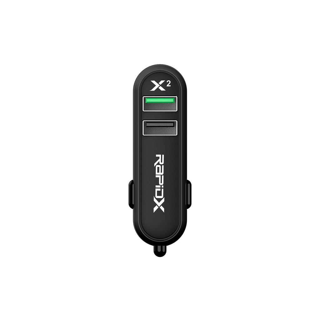 [Australia - AusPower] - RapidX RXX2QCBLK X2 2 Port Car Charger with Quick Charge Black (RX-X2QCBLK) 