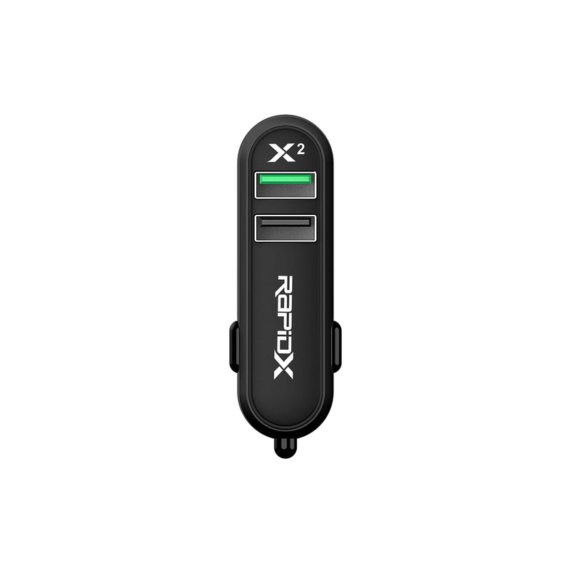 [Australia - AusPower] - RapidX RXX2QCBLK X2 2 Port Car Charger with Quick Charge Black (RX-X2QCBLK) 