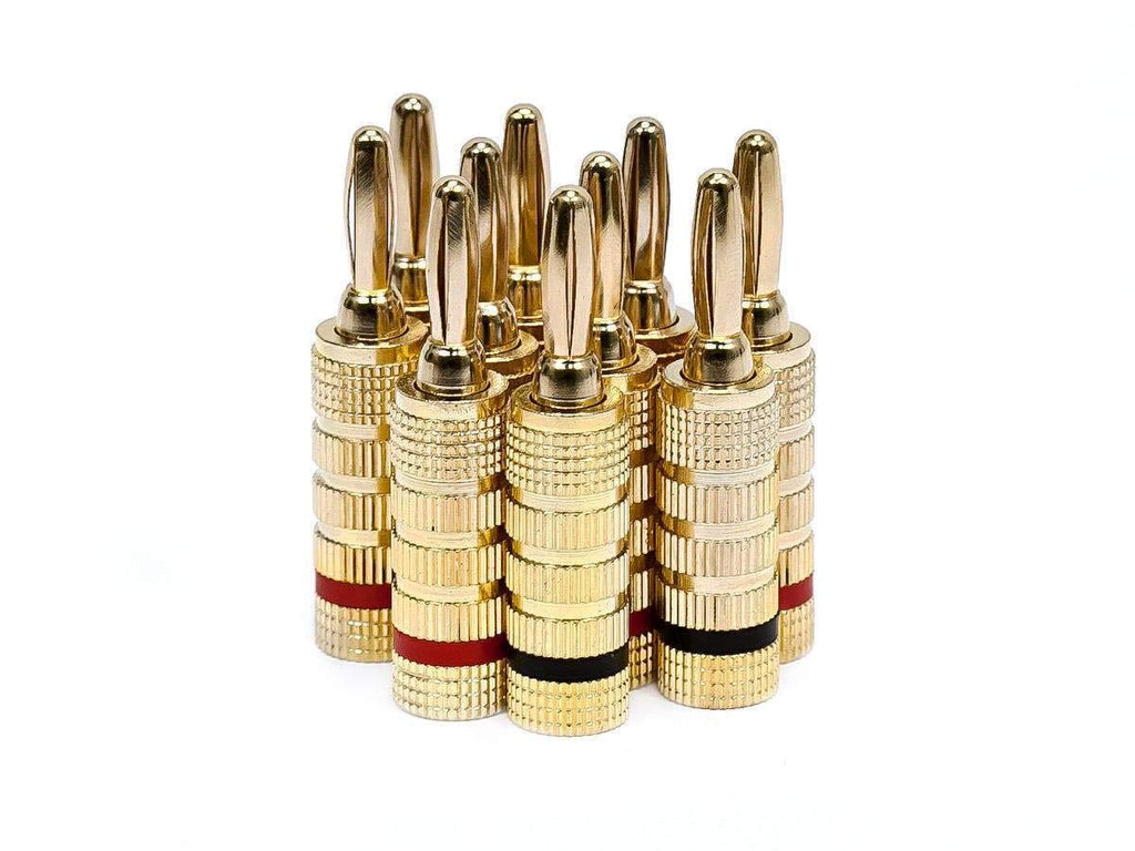 [Australia - AusPower] - Monoprice Gold Plated Speaker Banana Plugs – 5 Pairs – Closed Screw Type, For Speaker Wire, Home Theater, Wall Plates And More 