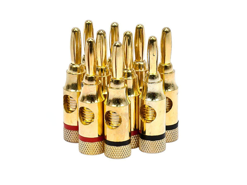 [Australia - AusPower] - Monoprice 109437 5PRJX74047 Gold Plated Speaker Banana Plugs – 5 Pairs – Open Screw Type, For Speaker Wire, Home Theater, Wall Plates And More 