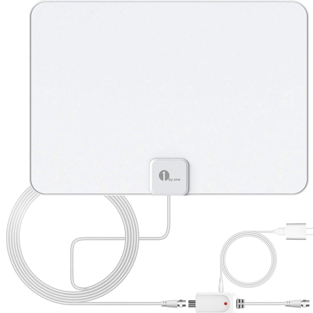 [Australia - AusPower] - 1byone Amplified HD Digital TV Antenna - Support 4K 1080p and All Older TV's - Indoor Smart Switch Amplifier Signal Booster - Coax HDTV Cable/AC Adapter 