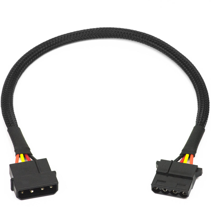 [Australia - AusPower] - CRJ 4-Pin Peripheral Molex Male to Female Black Sleeved Power Extension Cable - 1.0 FT / 0.3 M 12 Inch 