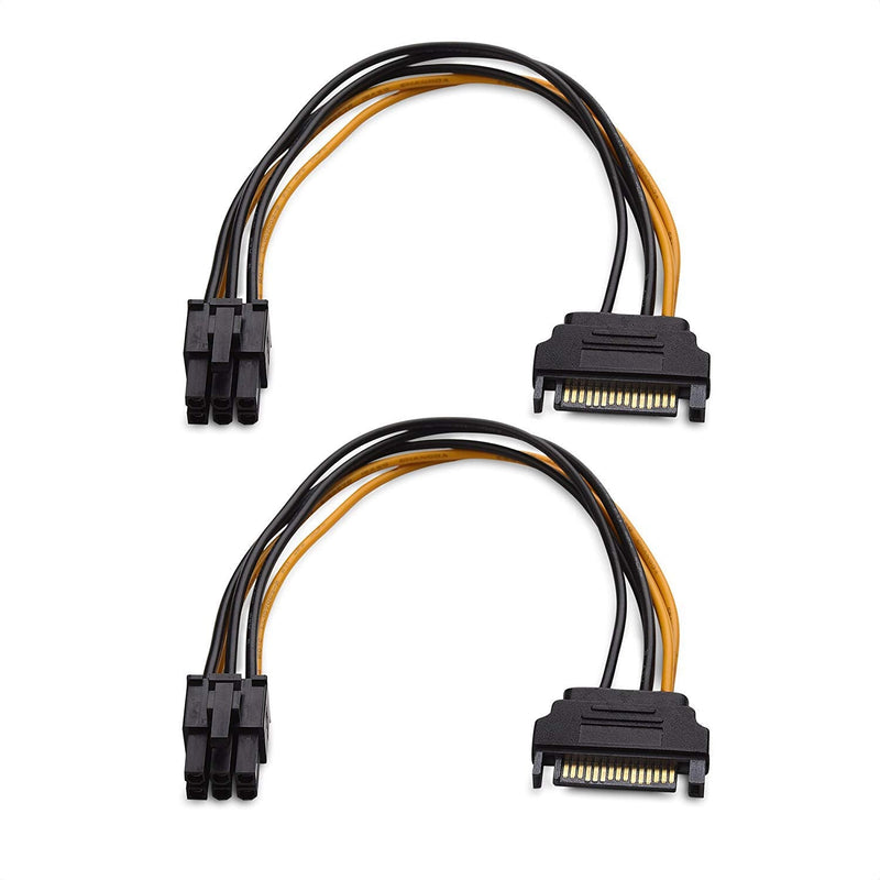 [Australia - AusPower] - Cable Matters 2-Pack 6 Pin to SATA Power Cable (SATA to 6 Pin PCIe) - 8 Inches 