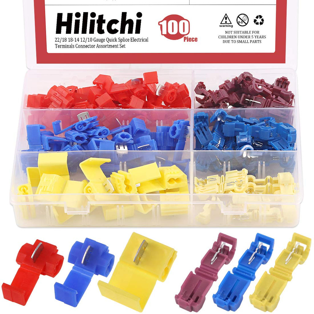 [Australia - AusPower] - Hilitchi 100pcs 22/18 18-14 12/10 Gauge Quick Splice Electrical Terminals Connector Assortment Set 